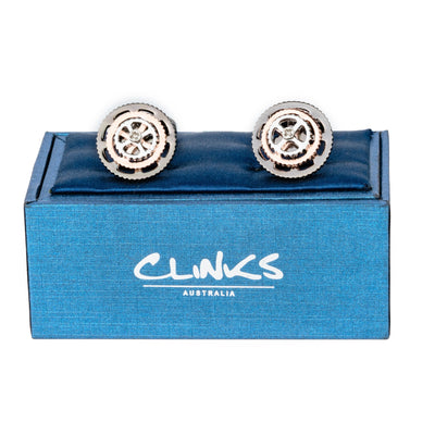 Bicycle Gear Cog Cufflinks in Gunmetal Silver Gold