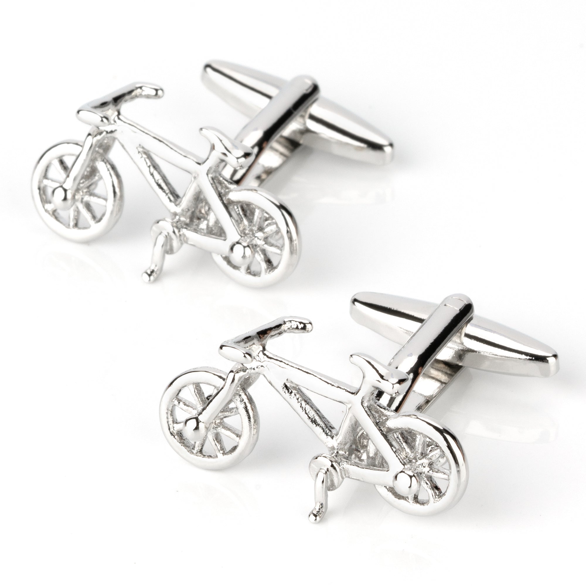 Silver Racing Bike Bicycle Cufflinks