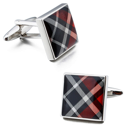 Red Scottish Tartan Plaid Cufflinks