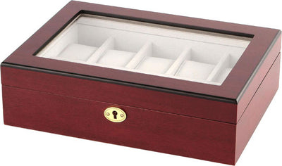 Cherry Wooden Watch Box, 10 Watch Box, Cuffed Watch Box, Clinks Australia Watch Box, Cherry Watch Boxes on Cuffed, Australia Watch Box, Watch Storage Box, Watch Display Box, 10 Slots Watch Box, Watch Boxes for 10, Cherry Watch Box, Wooden Watch Box, Cherry, Watch Boxes, CB5001, Clinks.com