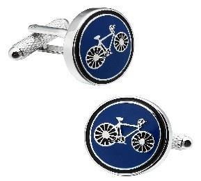 Round Bicycle Blue Cufflinks