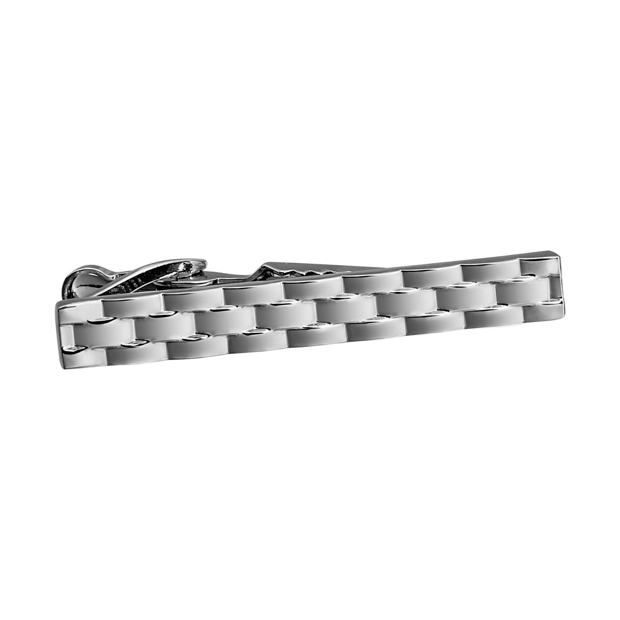 Silver Woven Tie Clip