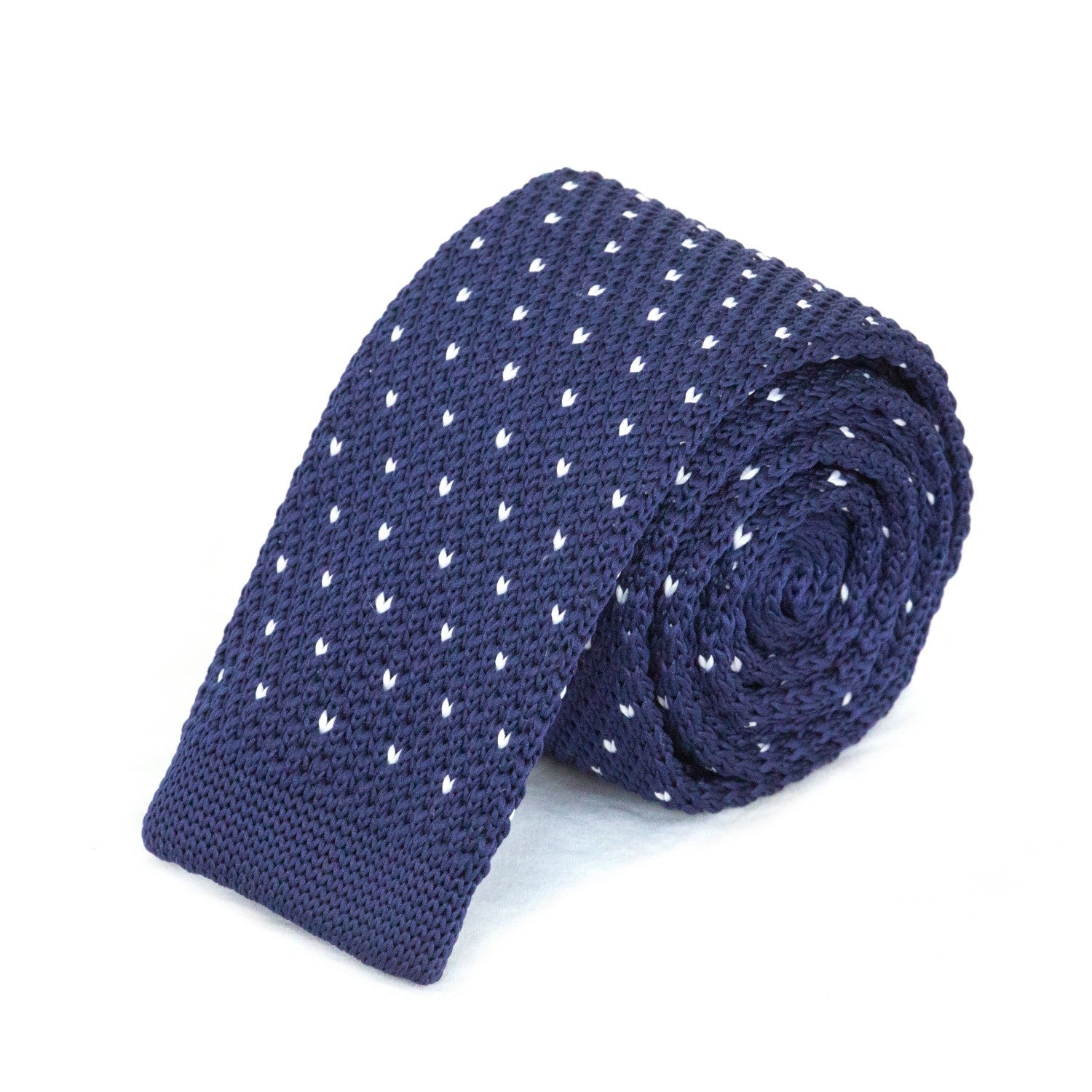 Blue and White Dot Knit Tie, Ties, TI1080, Mens Ties, Cuffed, Clinks, Clinks Australia