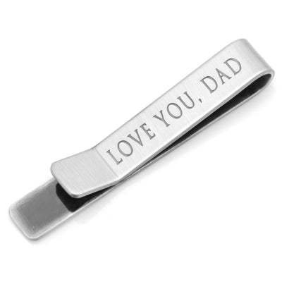 Brushed Silver "Love You, Dad" Tie Clip