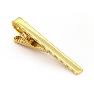 Round Chunky Gold Cufflinks & Tie Clip Set