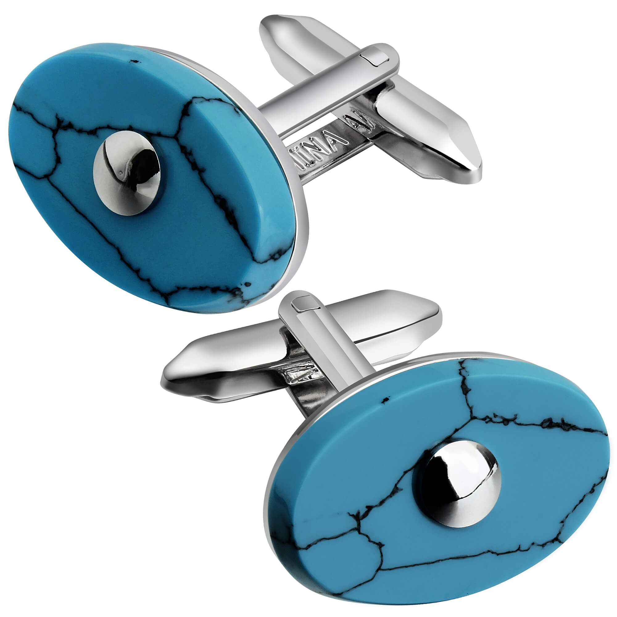 Turquoise Howlite Stone with Silver Cufflinks