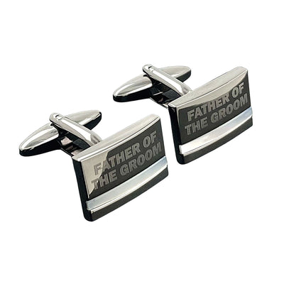 Father of the Groom Laser Etched Mother of Pearl Gunmetal  Wedding Cufflinks