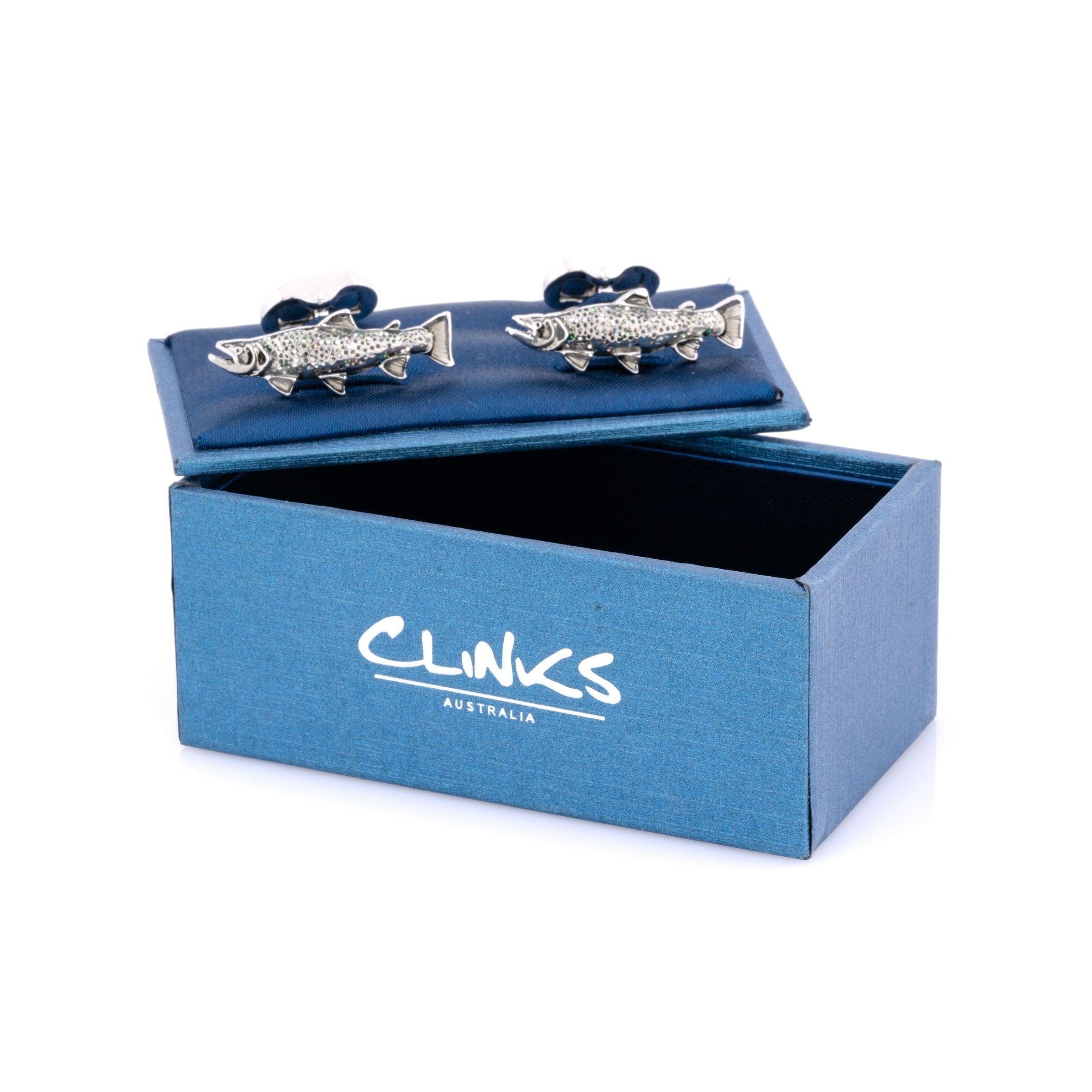 Sparkle Scaled Rainbow Trout Fish Cufflinks Novelty Cufflinks Clinks Australia 