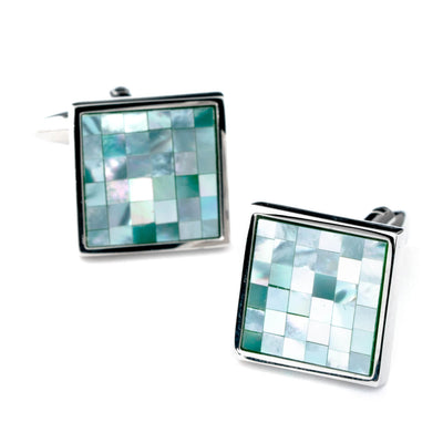 Blue Mother of Pearl Mosaic Square Cufflinks