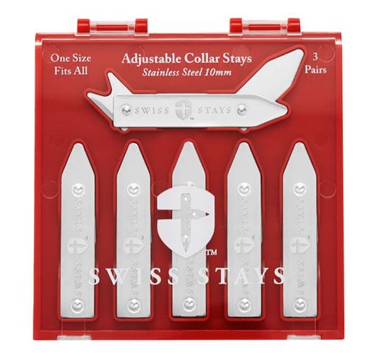 Swiss Stays 3 pack Adjustable Stainless Steel Collar Stays Collar Stays Swiss Stays Default 