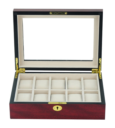 Cherry Wooden Watch Box, 10 Watch Box, Cuffed Watch Box, Clinks Australia Watch Box, Cherry Watch Boxes on Cuffed, Australia Watch Box, Watch Storage Box, Watch Display Box, 10 Slots Watch Box, Watch Boxes for 10, Cherry Watch Box, Wooden Watch Box, Cherry, Watch Boxes, CB5001, Clinks.com