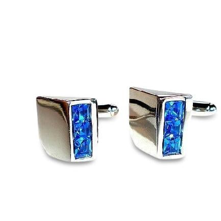 Blue Crystal Wedge Cufflinks