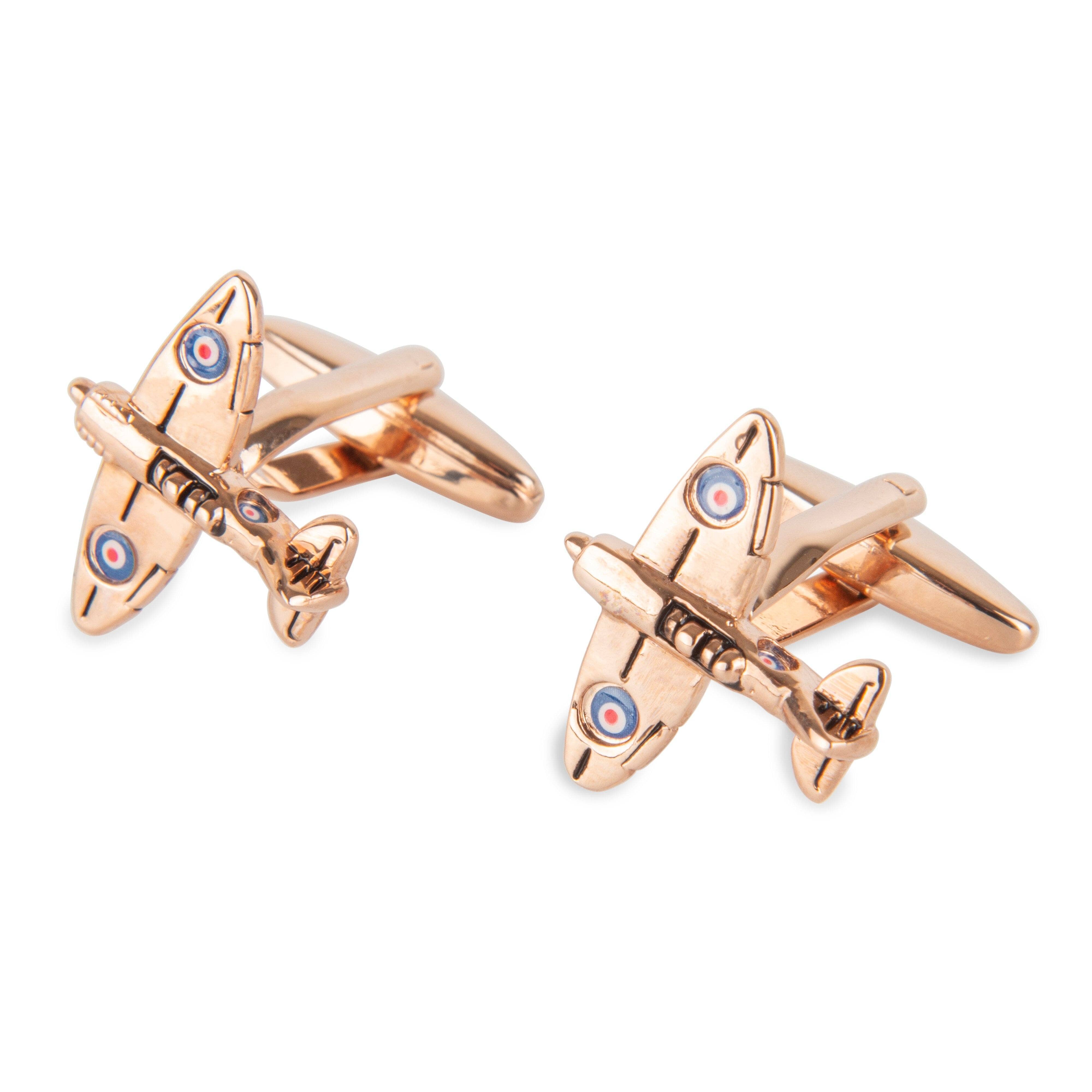 Rose Gold Spitfire Airplane Cufflinks Novelty Cufflinks Clinks Australia Default 