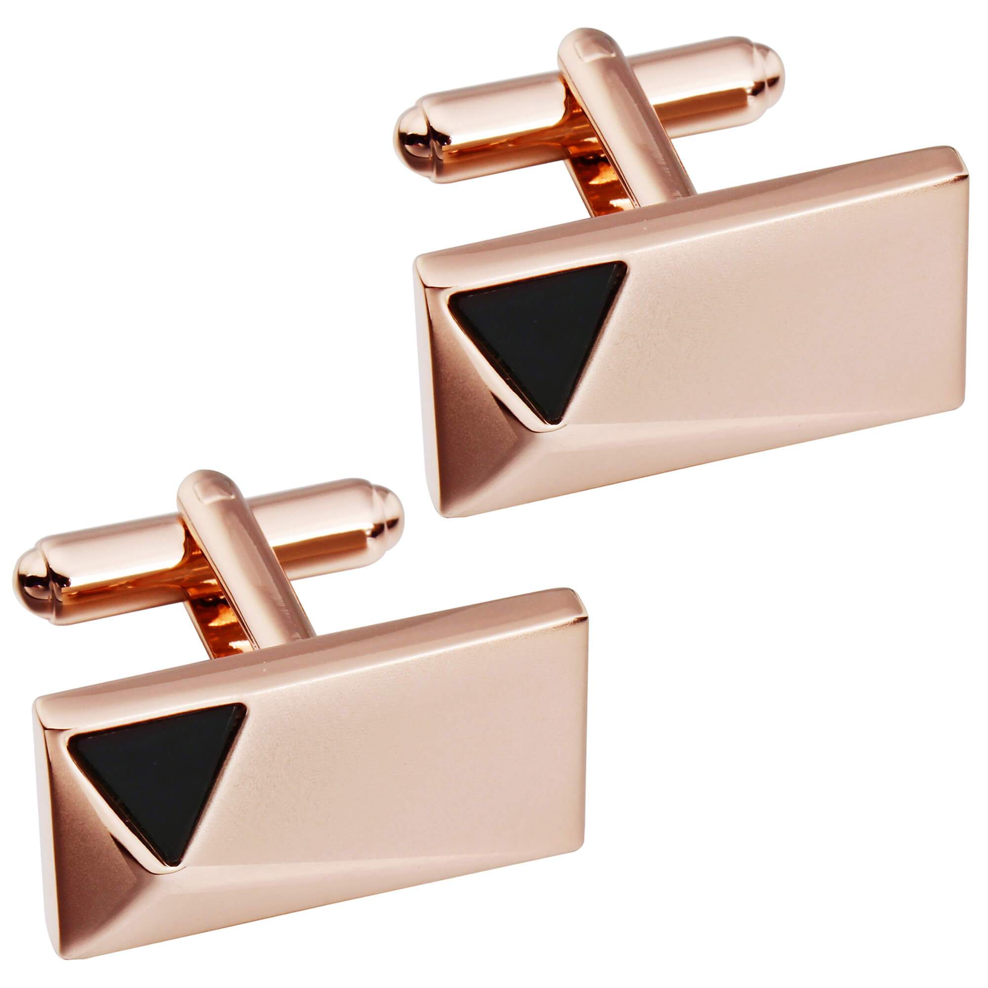 Rose Gold Peak with Onyx Cufflinks Classic & Modern Cufflinks Clinks Australia 