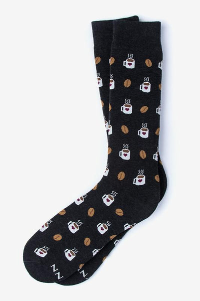 But First, Coffee Sock, Socks, Alynn Socks, Black, Carded Cotton, Nylon, Spandex, SK1032, Men's Socks, Socks for Men, Clinks.com