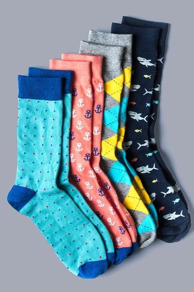 Shark Attack Sock, Socks, Alynn Socks, Navy Blue, Carded Cotton, Nylon, Spandex, SK1019, Men's Socks, Socks for Men, Clinks.com