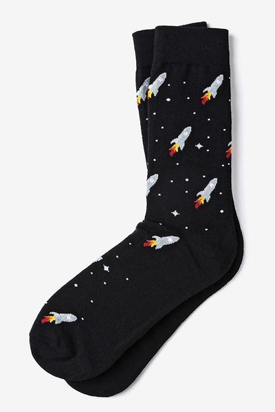 Rocket Ship Sock, Socks, Rocket Socks, Black, Carded Cotton, Spandex, Nylon, SK1035, Clinks.com