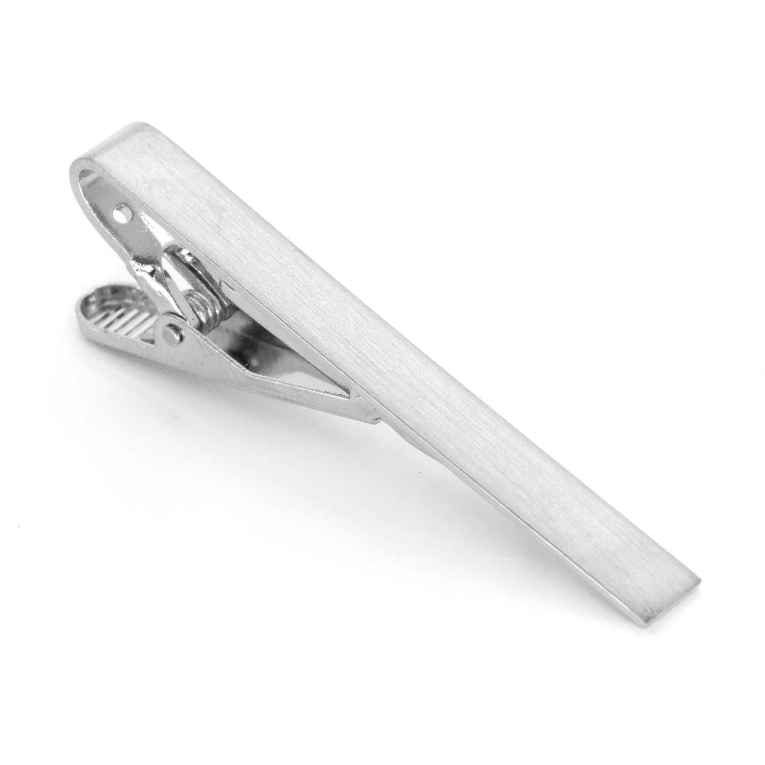 Brushed Silver Tie Clip 55mm Tie Bars Clinks 