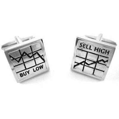 Buy Low Sell High Silver Cufflinks