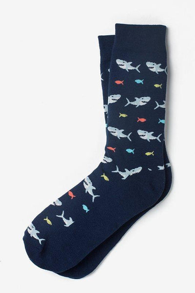 Shark Attack Sock, Socks, Alynn Socks, Navy Blue, Carded Cotton, Nylon, Spandex, SK1019, Men's Socks, Socks for Men, Clinks.com