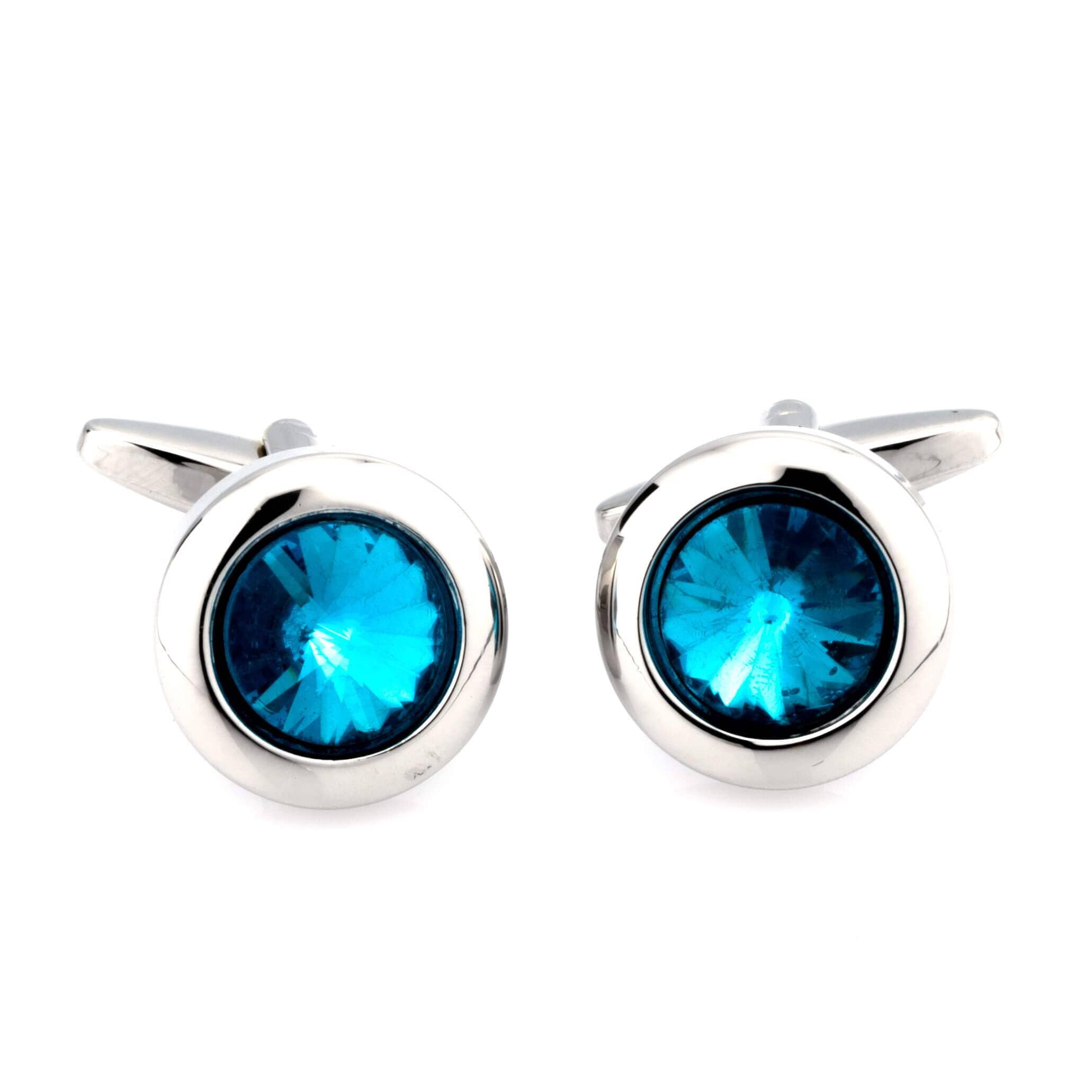 Aqua Crystal Round Cufflinks Classic & Modern Cufflinks Clinks Australia 