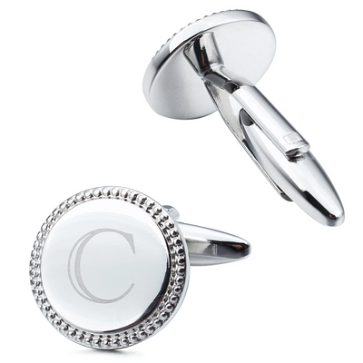 Silver Initial Round Cufflinks