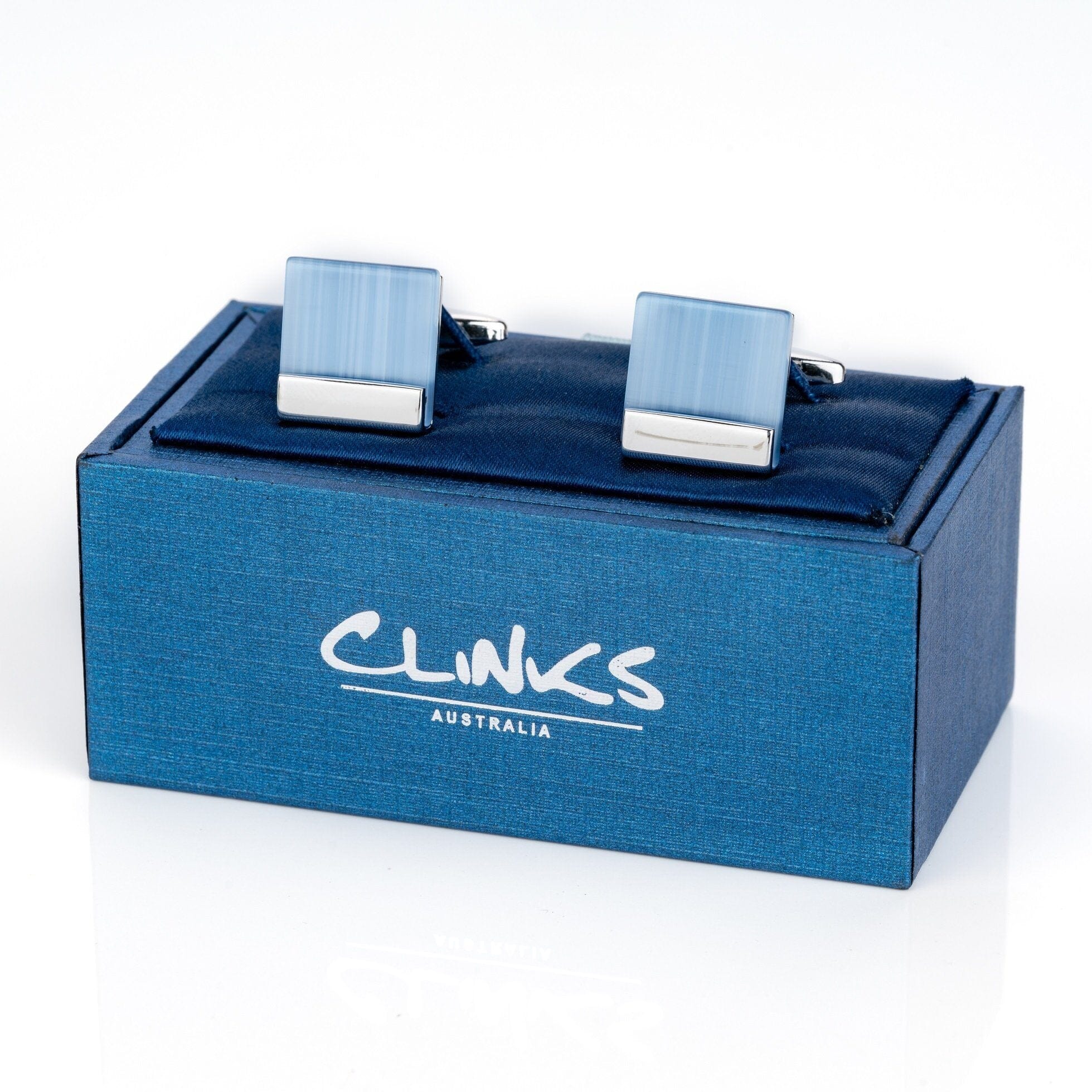 Blue Ice Cateye Cufflinks Classic & Modern Cufflinks Clinks Australia 