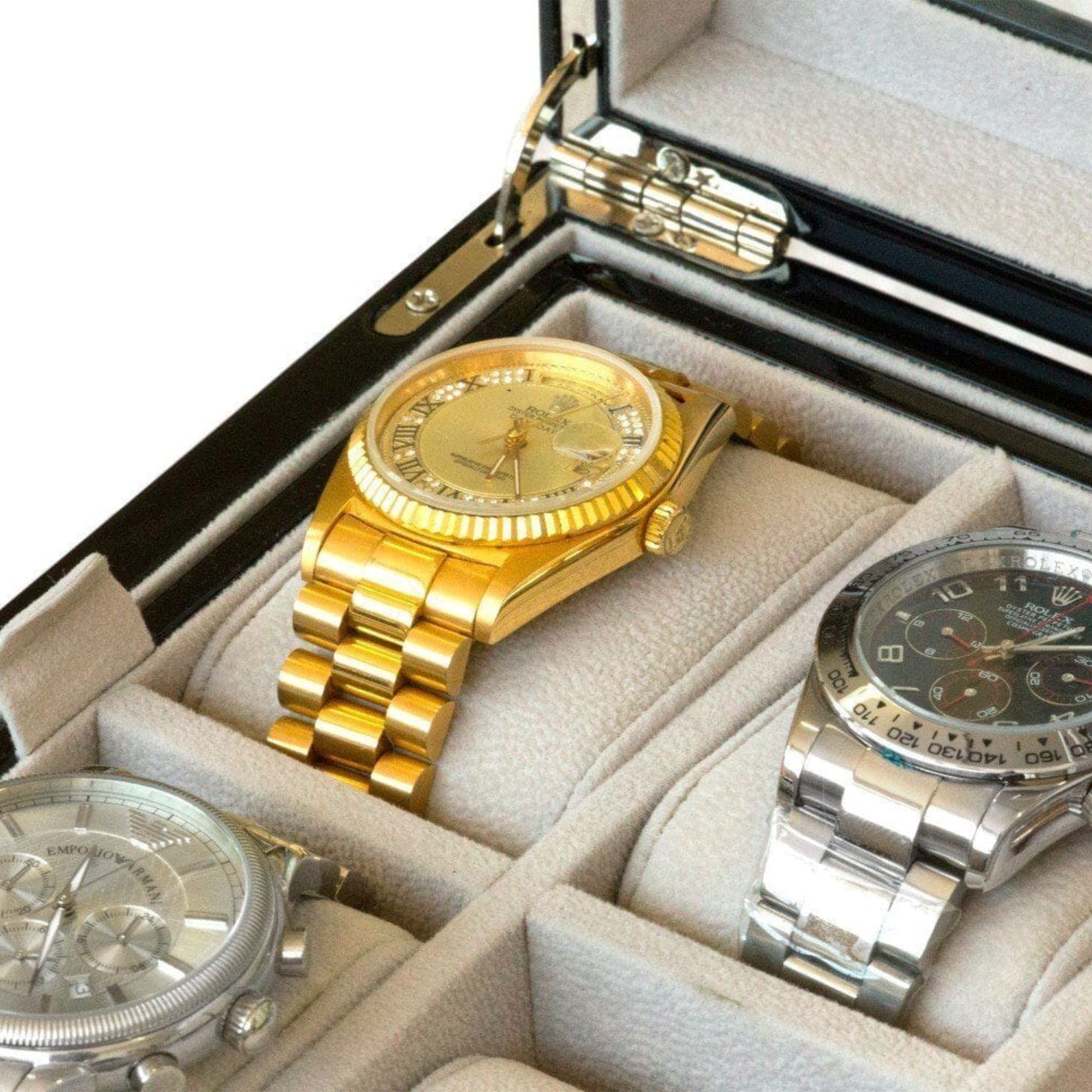 50 Pair Cufflink and Watch Box Double Decker Black Cufflink Boxes Clinks 