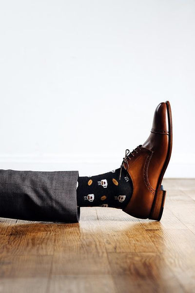 But First, Coffee Sock, Socks, Alynn Socks, Black, Carded Cotton, Nylon, Spandex, SK1032, Men's Socks, Socks for Men, Clinks.com