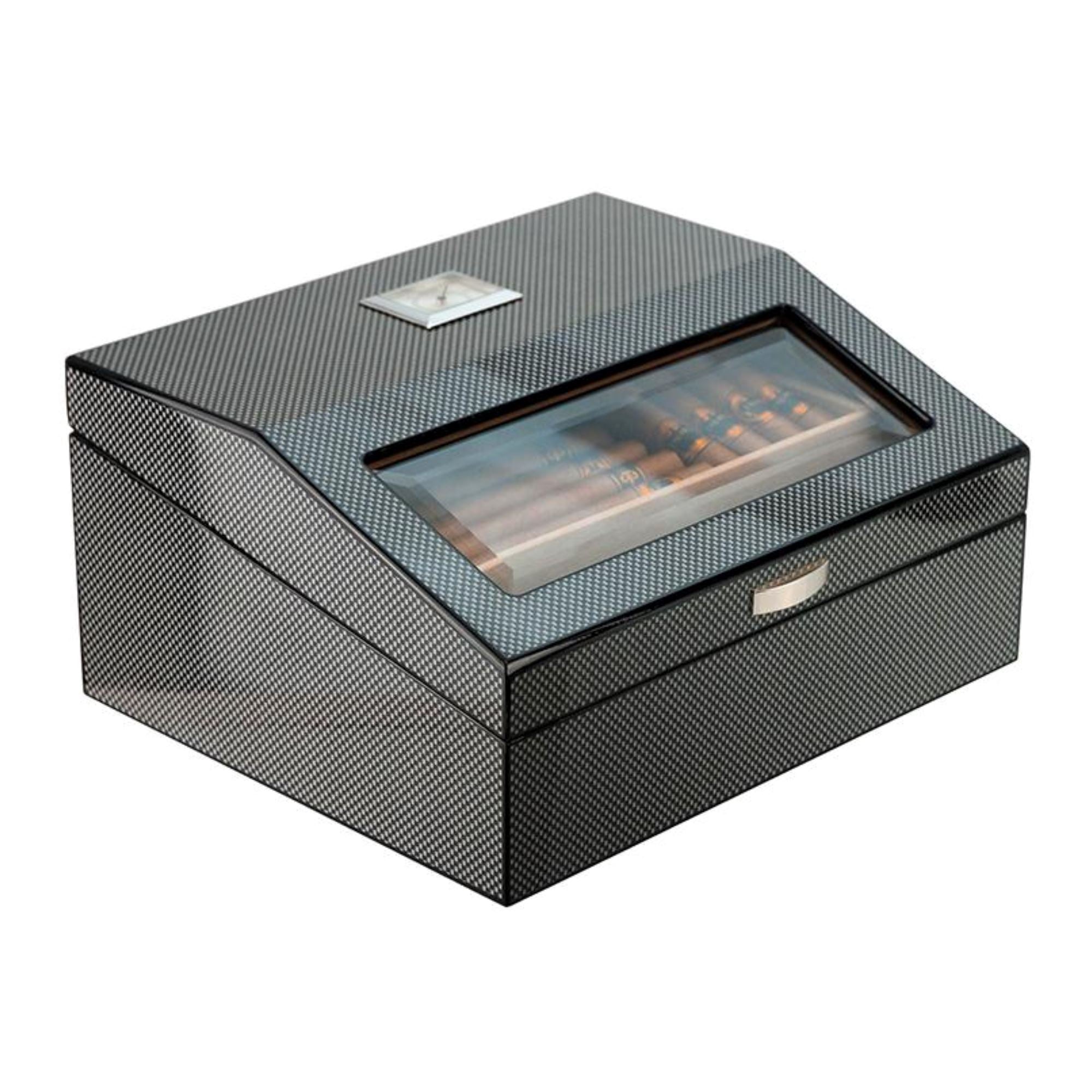 50 CT Carbon Fibre Cigar Humidor Wooden Cabinet for Cigars Cigar Boxes Clinks 