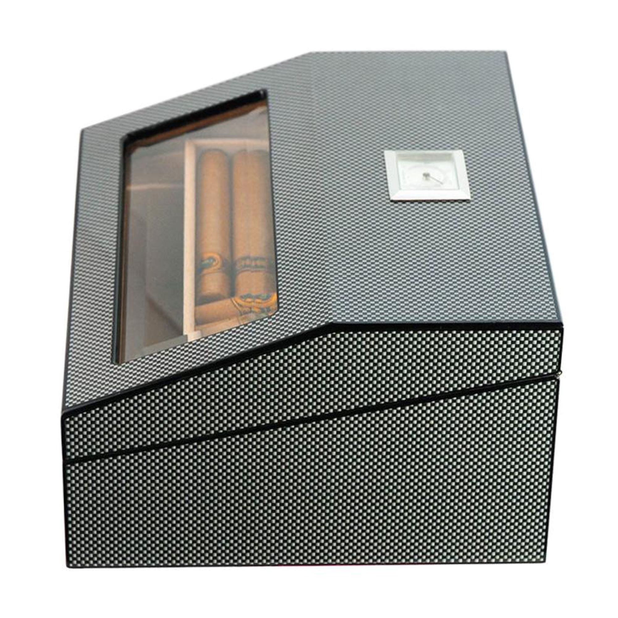 50 CT Carbon Fibre Cigar Humidor Wooden Cabinet for Cigars Cigar Boxes Clinks 