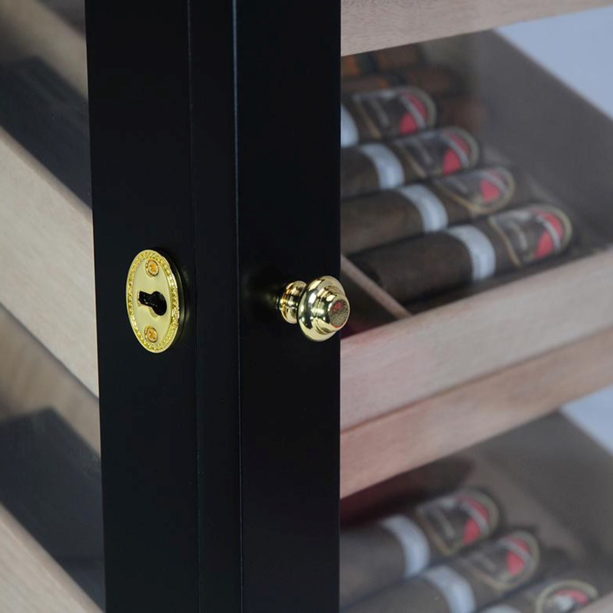 150 CT Black Cigar Humidor Wooden Cabinet for Cigars Cigar Boxes Clinks 