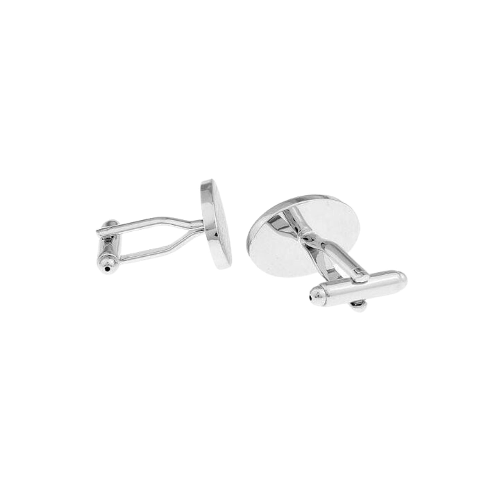Oval Brushed Silver Engravable Cufflinks Classic & Modern Cufflinks Clinks Australia 