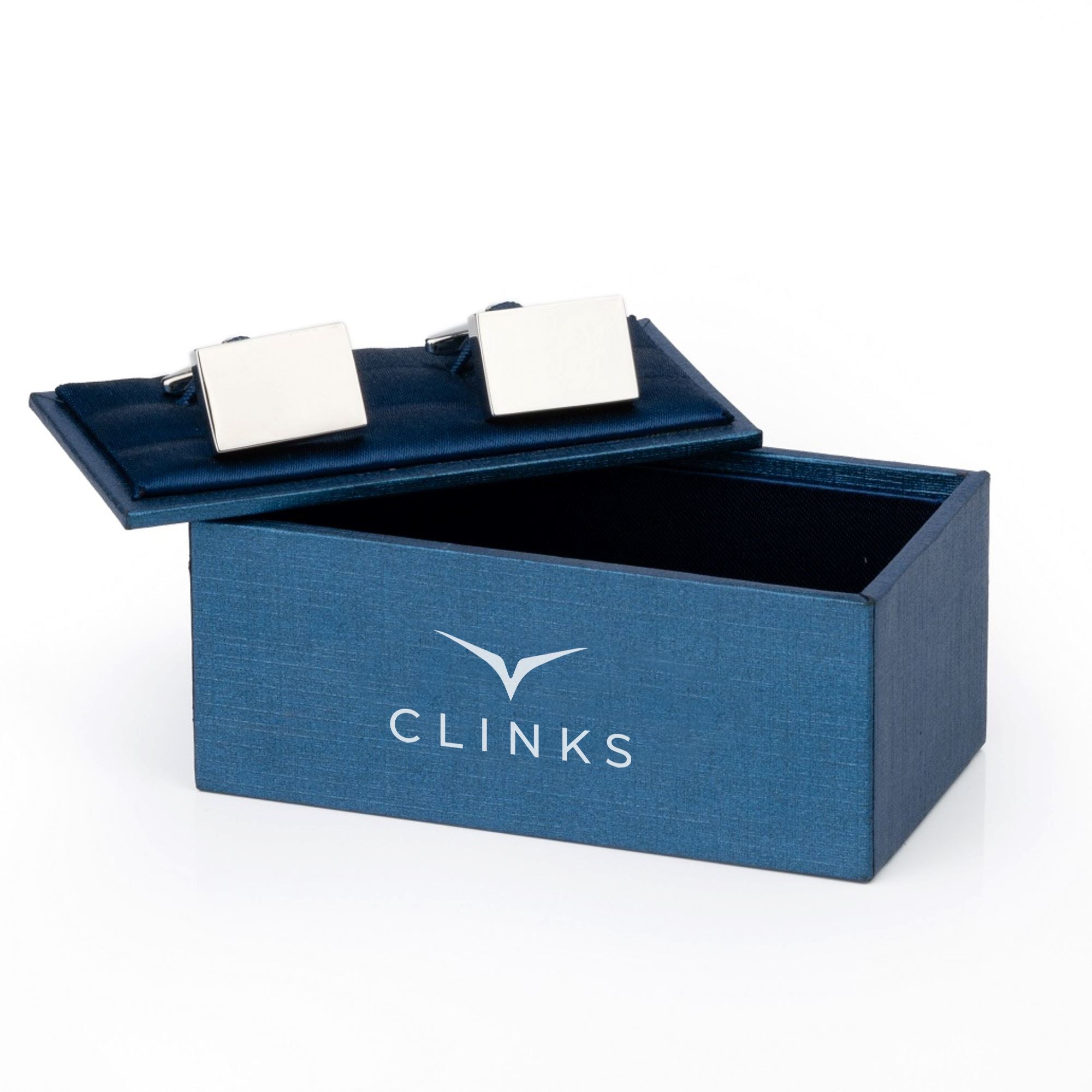Shiny Silver Rectangle Engravable Cufflinks Classic & Modern Cufflinks Clinks Australia 