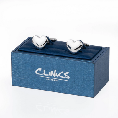 Silver Heart Engravable Cufflinks