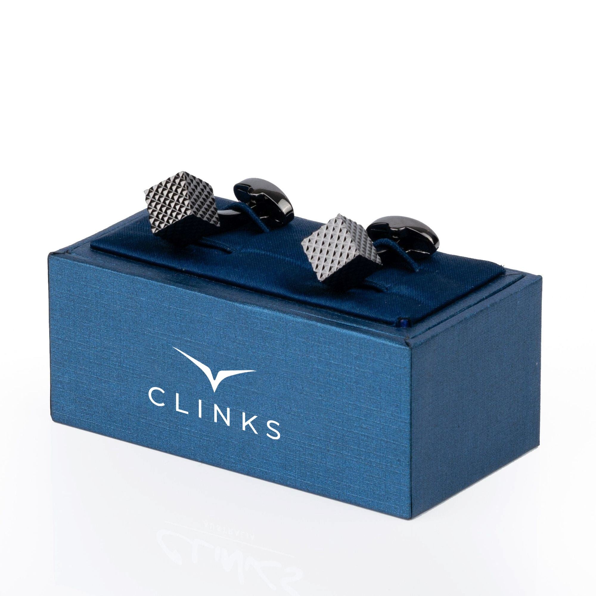 Gunmetal Diamond Textured Cube Cufflinks Classic & Modern Cufflinks Clinks Australia 