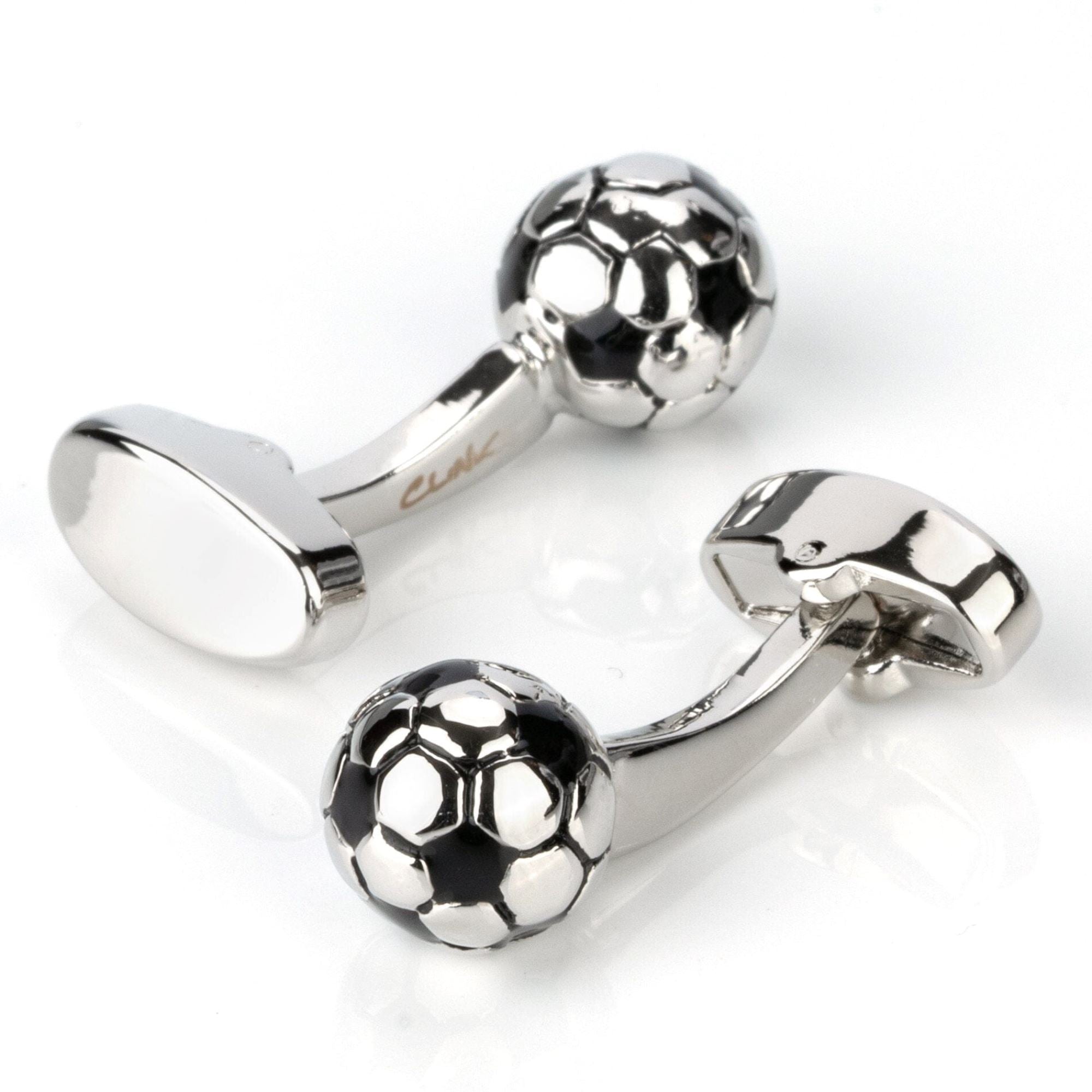 3D Silver and Black Soccer Ball Football Cufflinks Novelty Cufflinks Clinks Australia 