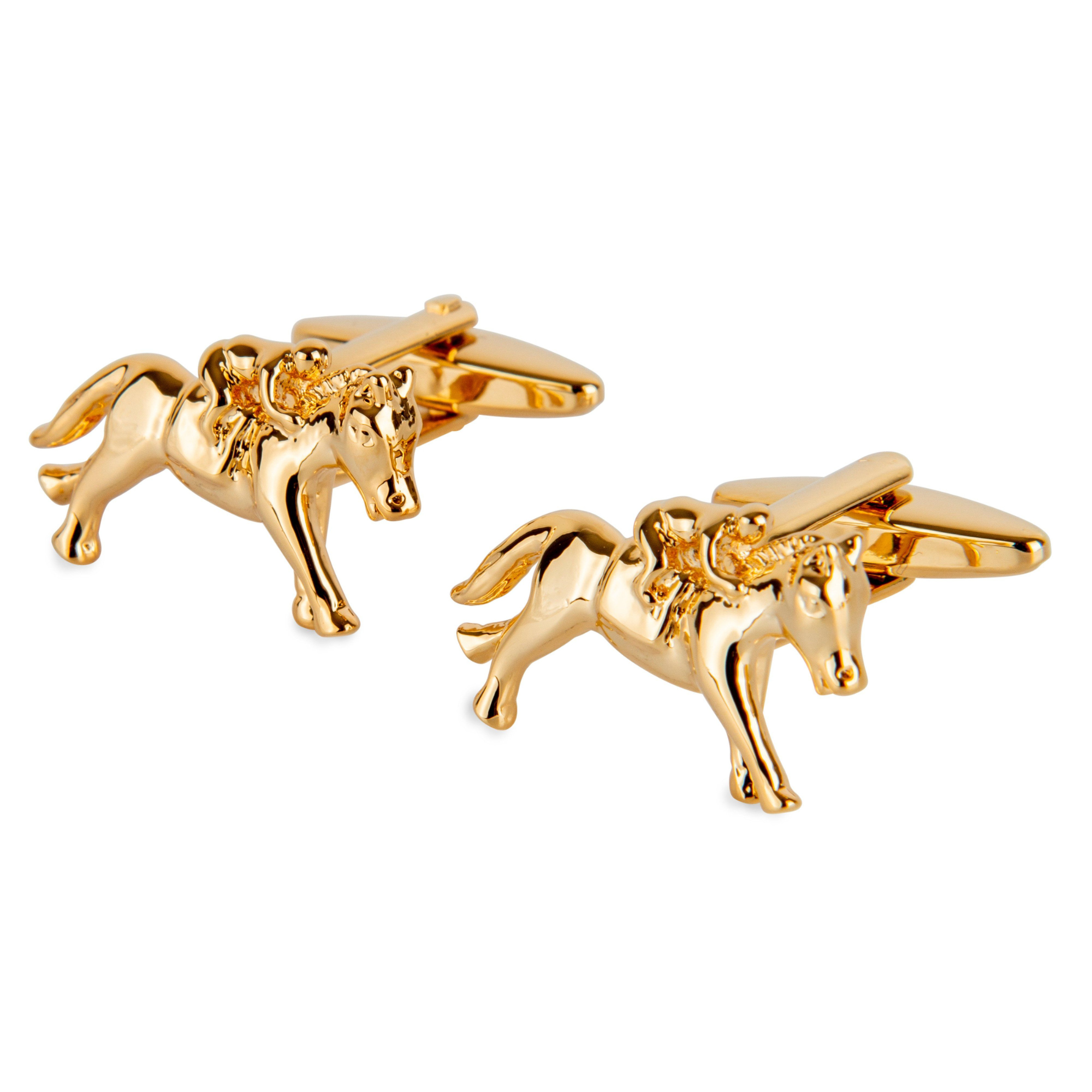 "Melbourne Cup" Horse Racing Gold Cufflinks