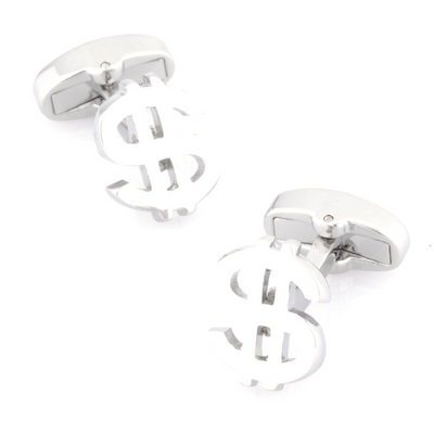 "$" Silver Dollar Sign Cufflinks