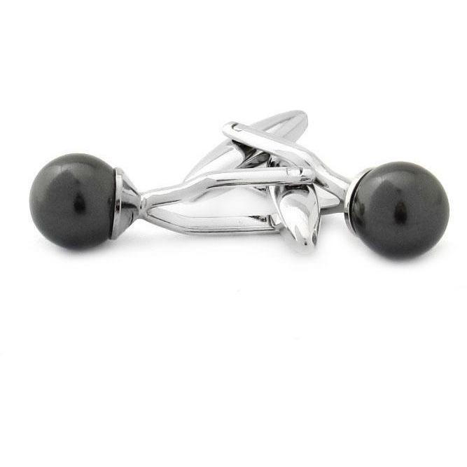 Crystal Pearl Black Cufflinks, Classic & Modern Cufflinks, CL2525, Mens Cufflinks, Cufflinks, Cuffed, Clinks, Clinks Australia