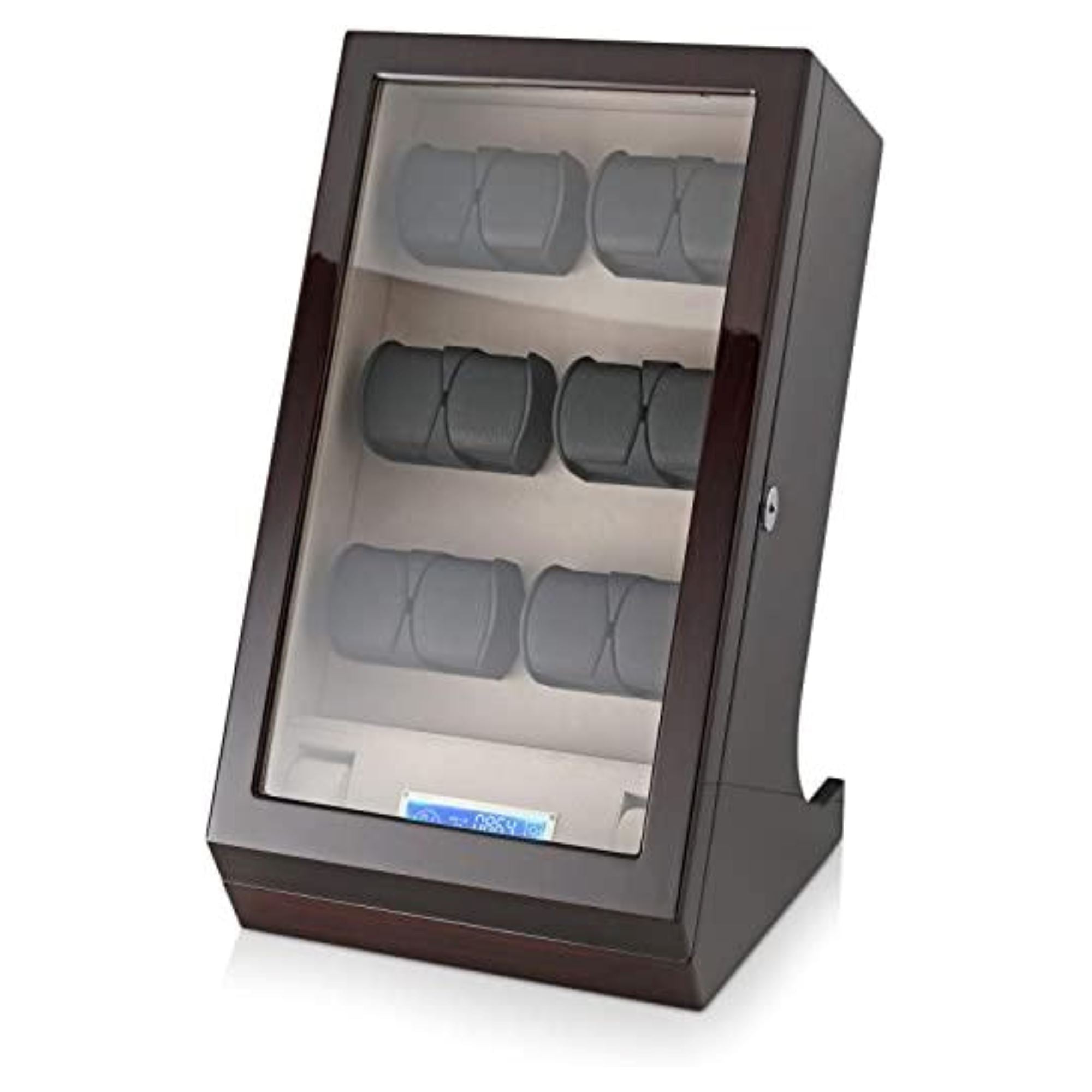 Kosciuszko Watch Winder Box for 12 + 2 Watches in Ebony + Gray Watch Winder Boxes Clinks 