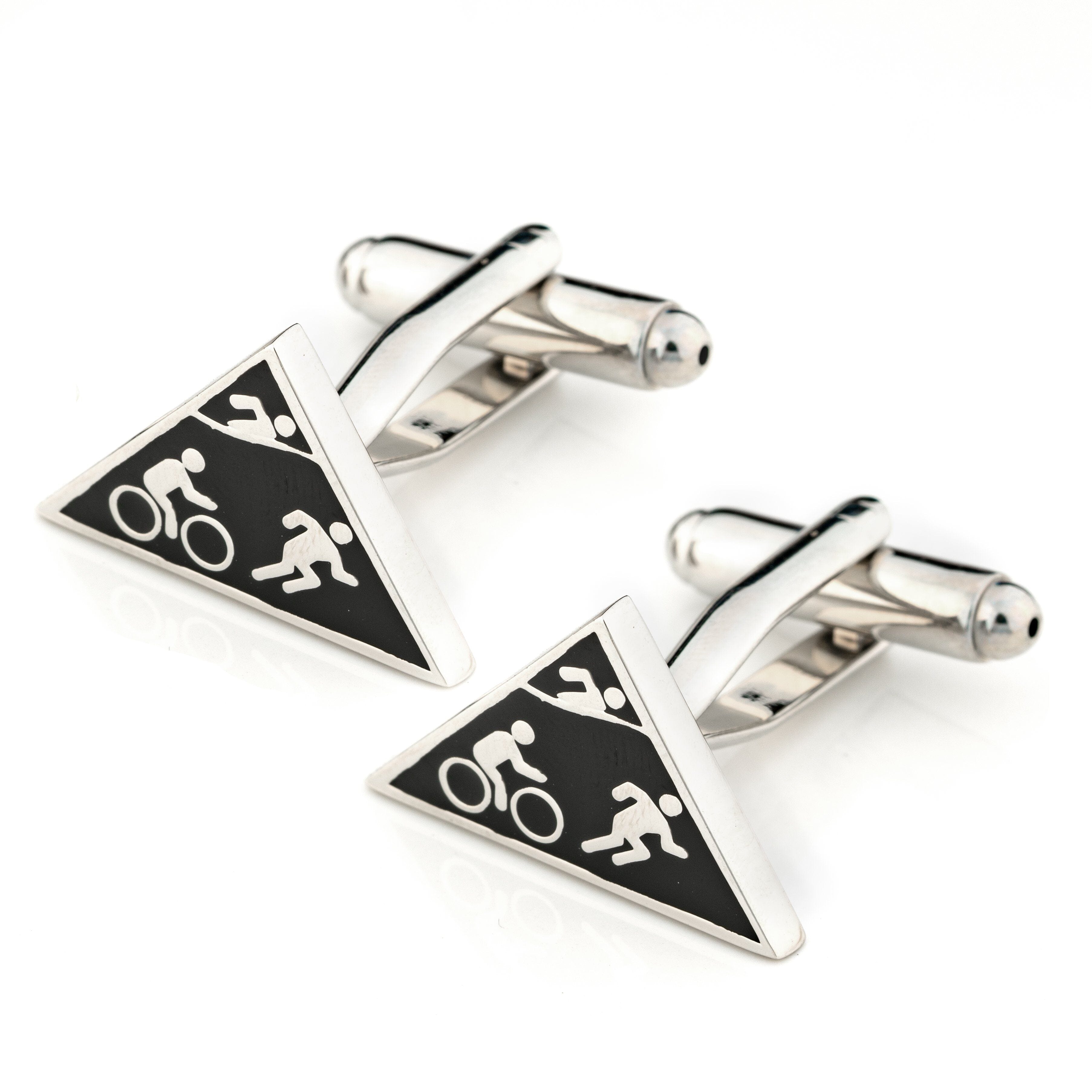 Triathlon Cufflinks Black Silver Novelty Cufflinks Clinks Australia 