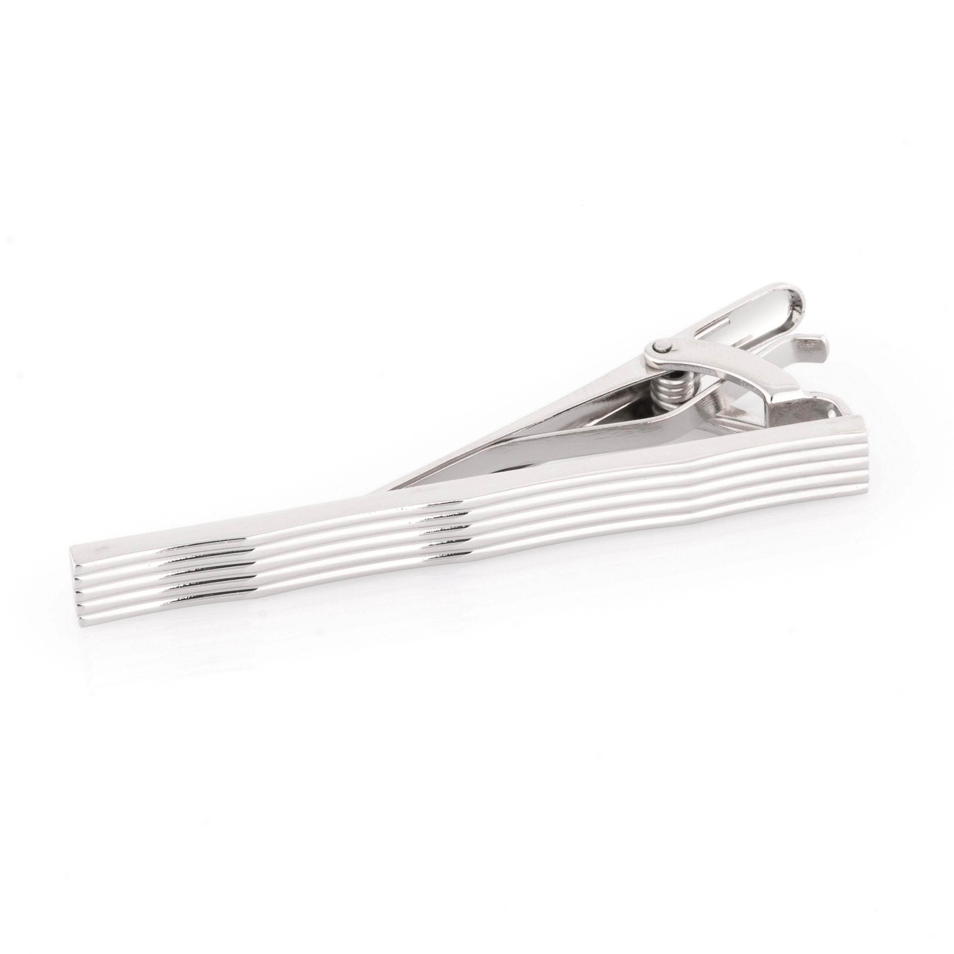 Silver Lines with Waves Tie Clip Tie Clips Clinks Australia Silver Lines with Waves Tie Clip 