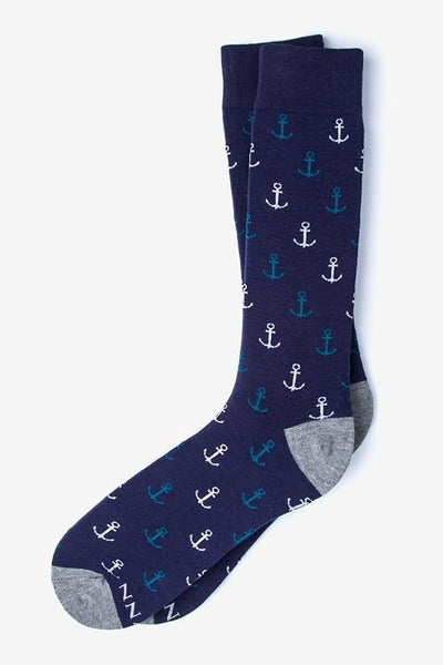 Stay Anchored Sock, Socks, Aynn Socks, Dark Navy, Carded Cotton, Nylon, Rayon, SK1026, Men's Socks, Socks for Men, Clinks.com