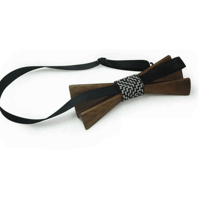 Dark Wood 3D Accordion Style Adult Bow Tie in Denim, Bow Ties, BTA041, Wooden Bow Ties, Cuffed, Clinks, Clinks Australia