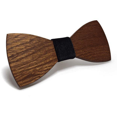 Dark Wood Black Fabric Adult Bow Tie