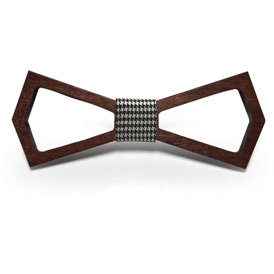 Dark Wood Outline Adult Bow Tie in Houndstooth, Bow Ties, BTA051, Wooden Bow Ties, Cuffed, Clinks, Clinks Australia