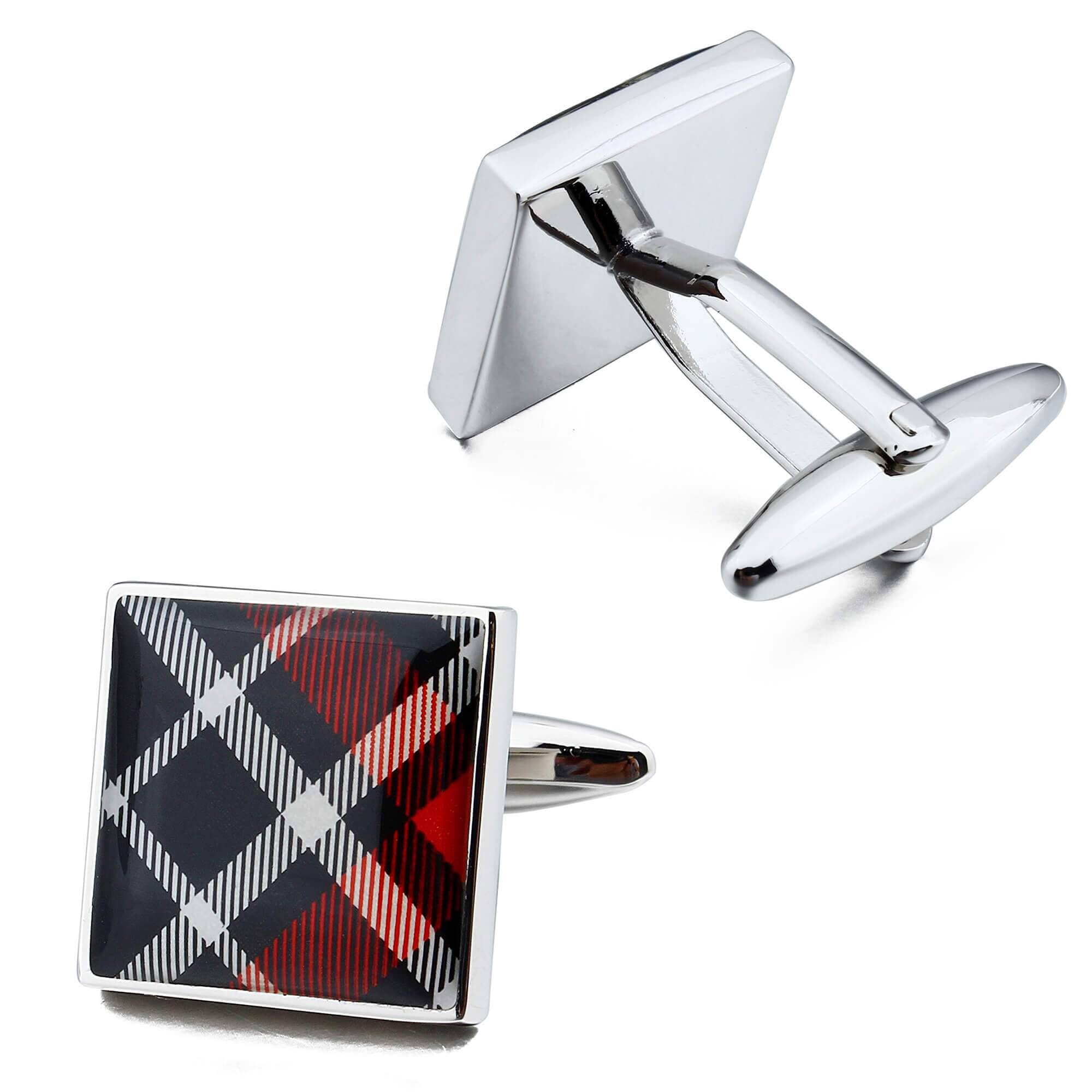 Red Scottish Tartan Plaid Cufflinks Classic & Modern Cufflinks Clinks Autralia 