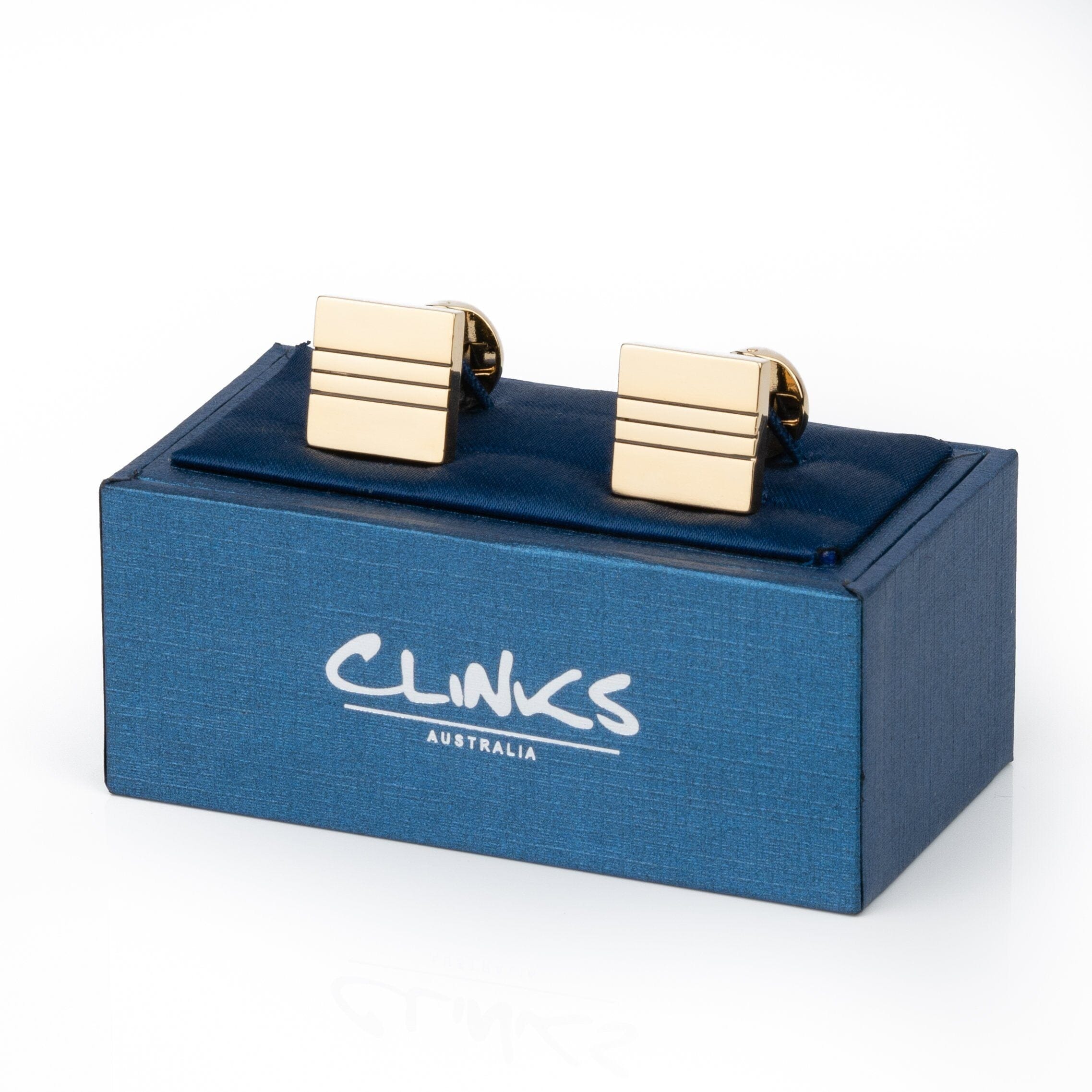 Classic Gold with Black Lines Cufflinks Classic & Modern Cufflinks Clinks Australia 