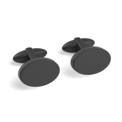 Oval Brushed Black Engravable Cufflinks